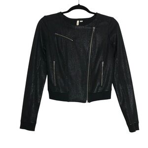 Frenchi Punk Black Textured Moto Zip Up Jacket Womens Size S Biker Gothic Alt